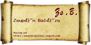 Zsupán Balázs névjegykártya
